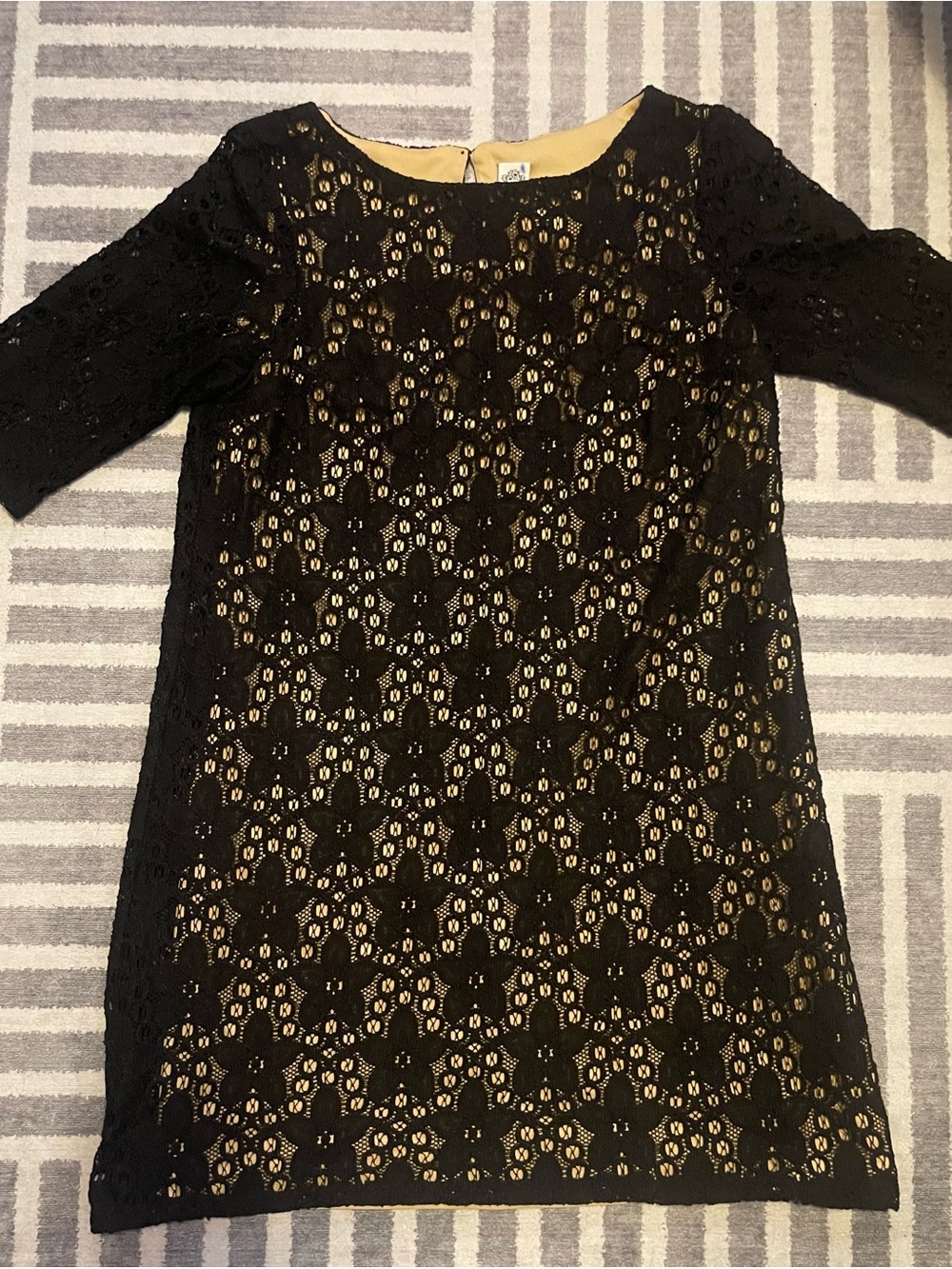 Black Lace Maxi Dress with Gold Underlay
